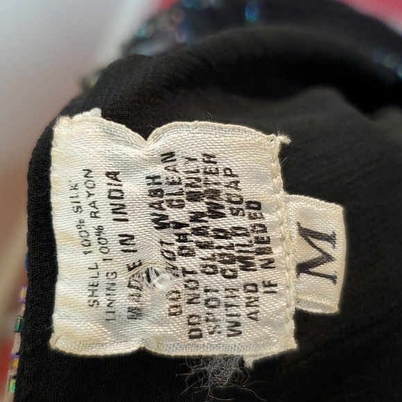 VINTAGE SILK Sequins bubble sleeve dress - Picture 9 of 15